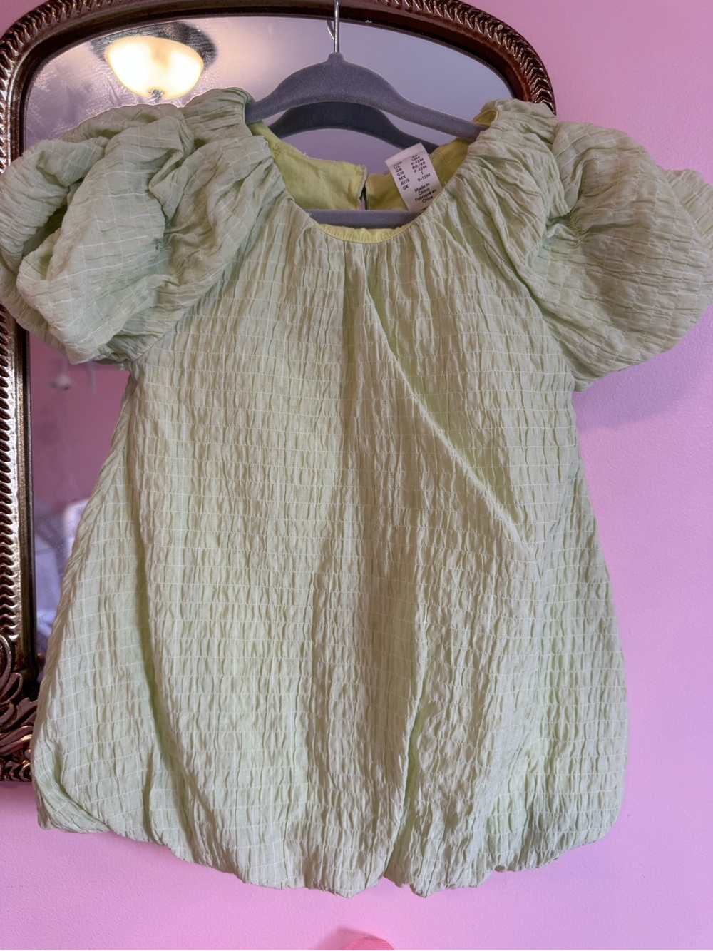 H&M Light Sage Puff-Sleeve Kids Dress
